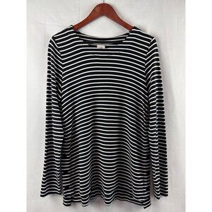 Cabi Black & White Striped Long Sleeve Top S